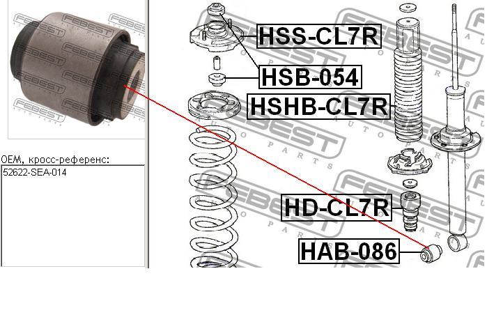 HAB086 Febest bloco silencioso de amortecedor traseiro