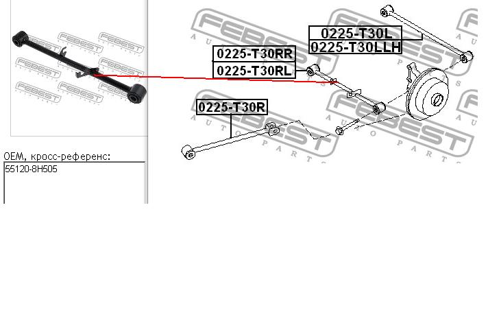 551208H505 Nissan barra transversal de suspensão traseira