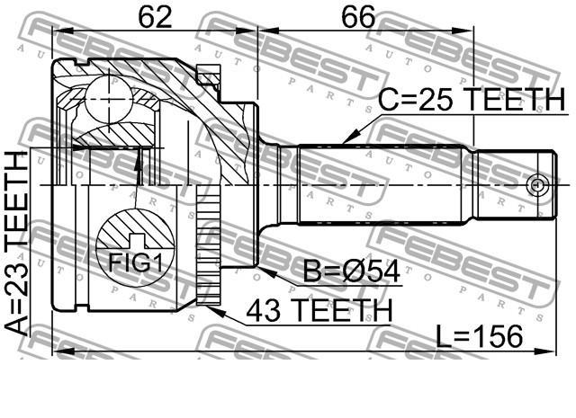 0410010A43 Febest junta homocinética externa dianteira