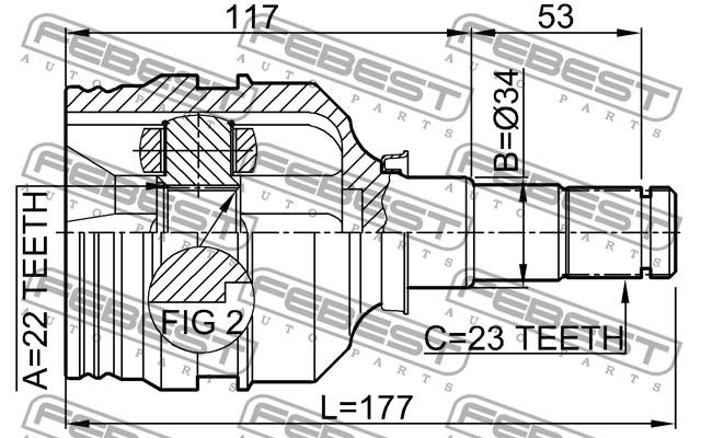 Junta homocinética interna dianteira 4340305030 Toyota