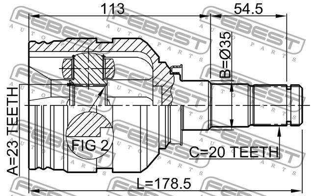Junta homocinética interna dianteira esquerda para Toyota Avensis (T22)