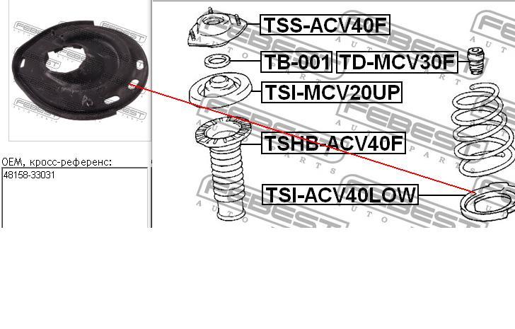 TSI-ACV40LOW Febest espaçador (anel de borracha da mola dianteira inferior)