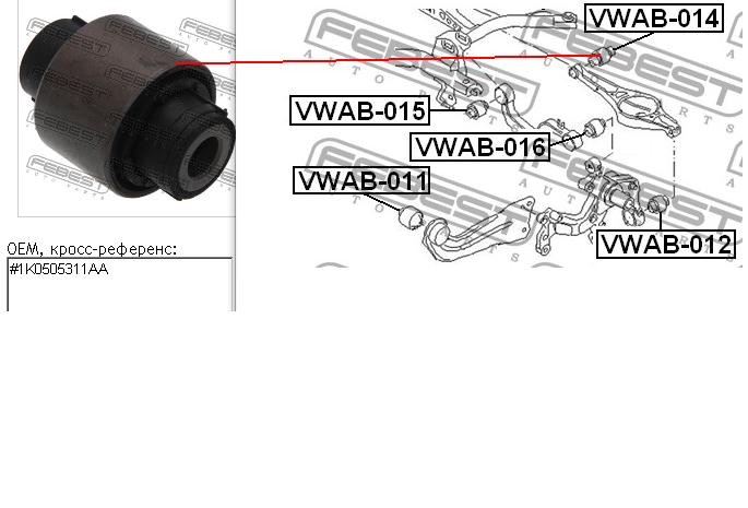 Bloco silencioso do braço oscilante inferior traseiro para Audi A3 (8P1)
