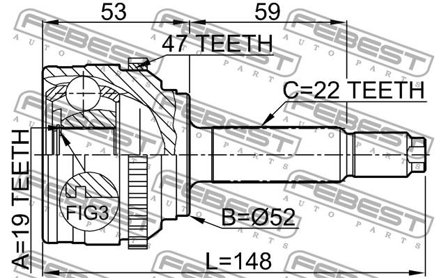 Junta homocinética externa dianteira para Chevrolet Aveo (T250, T255)