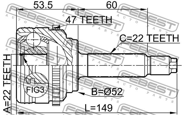 Junta homocinética externa dianteira para Daewoo Lanos (KLAT)