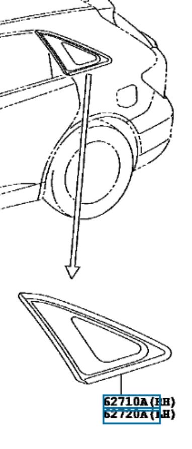 627200T010 Toyota vidro de janelo da porta traseira esquerda