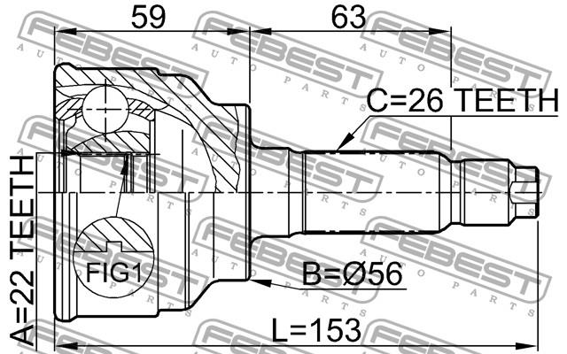 Semieixo (acionador) dianteiro esquerdo para Mazda 323 (BA)