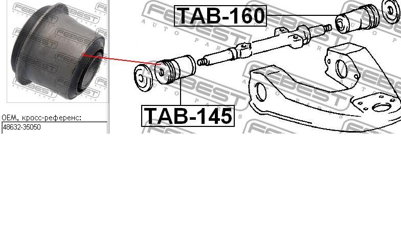 TAB145 Febest bloco silencioso dianteiro do braço oscilante superior