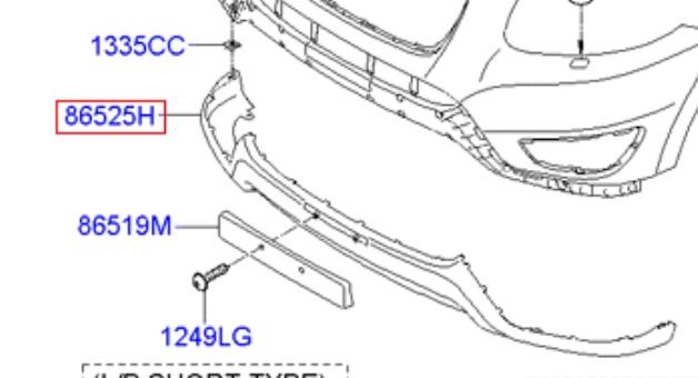 Бампер передній, нижня частина 865252B700 HYUNDAI