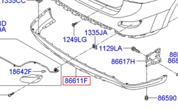 Спойлер заднего бампера 866122B700 Hyundai/Kia