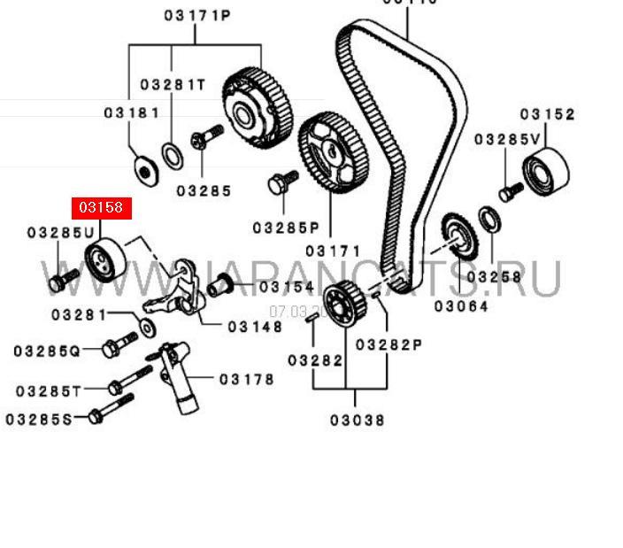 Rolo de reguladora de tensão da correia do mecanismo de distribuição de gás para Mitsubishi Colt (Z3A)