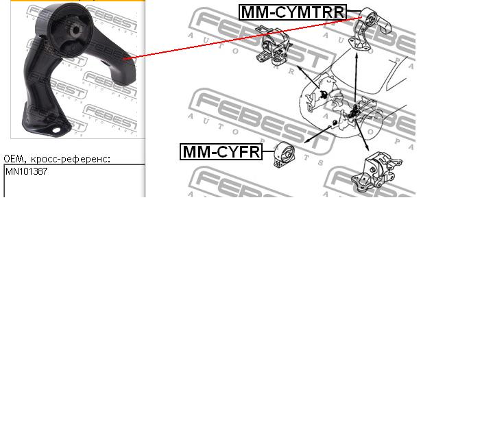 MMCYMTRR Febest подушка (опора двигателя задняя)