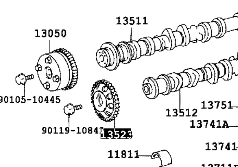 1352322020 Daihatsu engrenagem de cadeia de roda dentada da árvore distribuidora de escape de motor