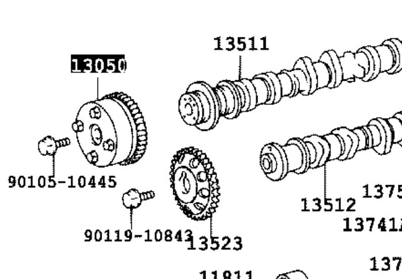 Engrenagem de cadeia de roda dentada da árvore distribuidora de admissão de motor para Toyota Sienna 