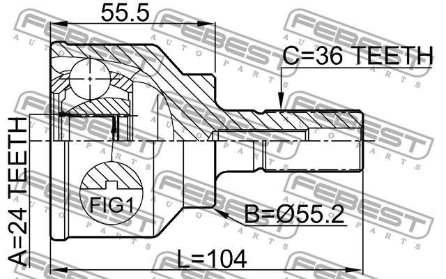 Junta homocinética externa dianteira GG2825600C Mazda