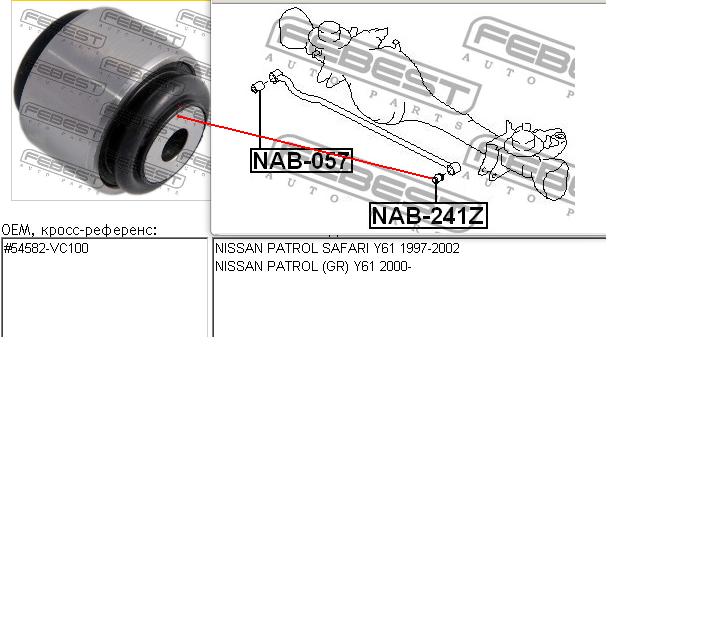 NAB-241Z Febest bloco silencioso de barra panhard traseira