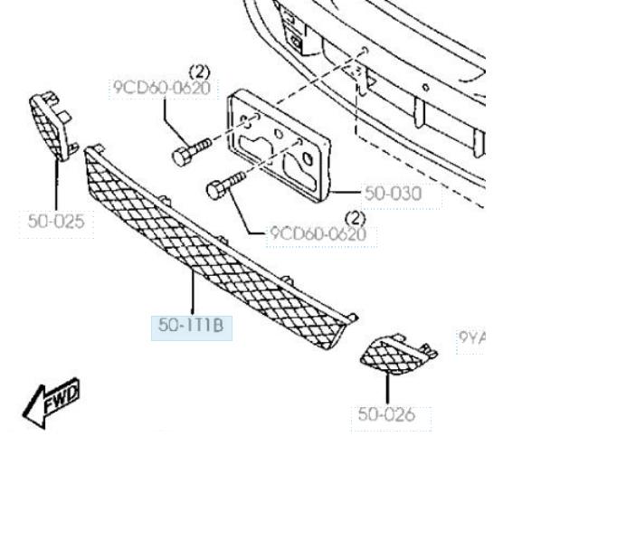 BL8D501T1A Mazda grelha central do pára-choque dianteiro