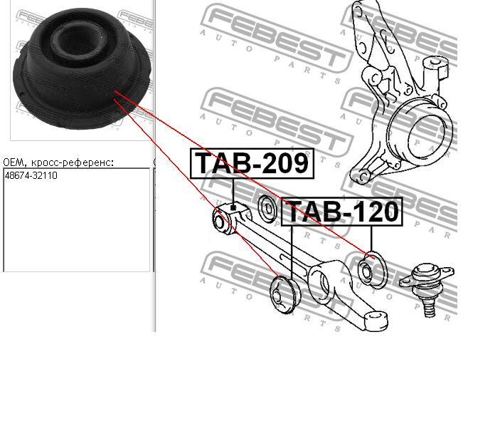 Сайлентблок передней подвески Febest TAB120 цена, от 5.13 USD