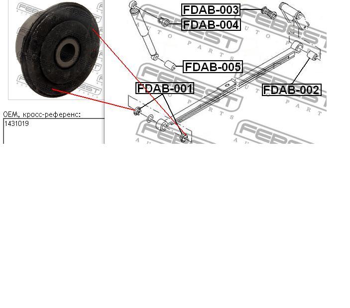 6C1155781BB Ford bloco silencioso de dianteiro suspensão de lâminas traseira