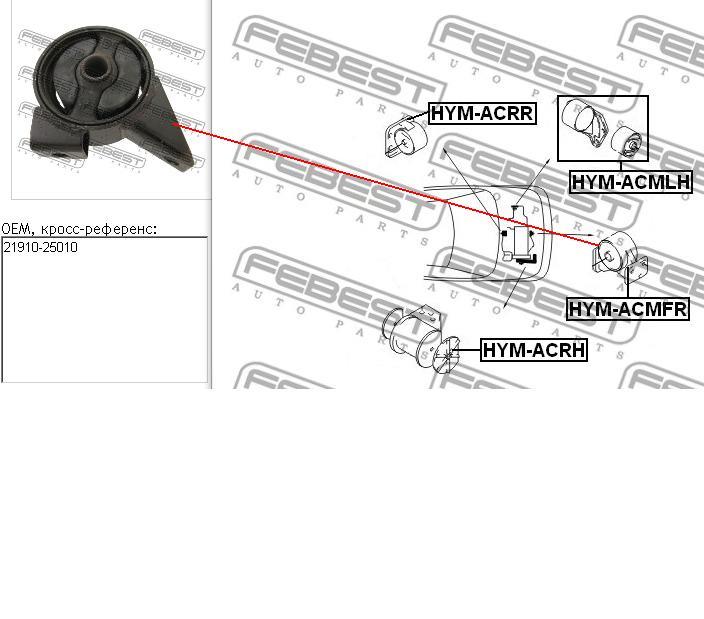 Coxim (suporte) dianteiro de motor HYMACMFR Febest