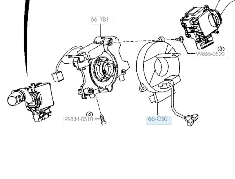 F6Y1-11-SCO Mazda кольцо airbag контактное, шлейф руля