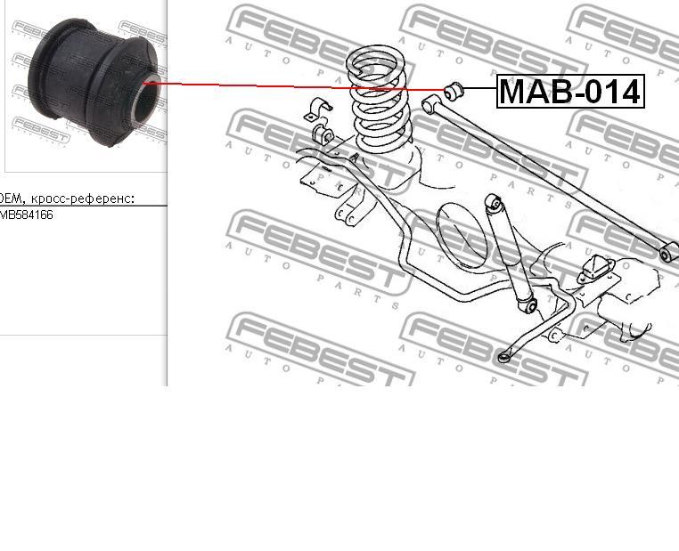 MAB-014 Febest bloco silencioso da barra panhard (de suspensão traseira)