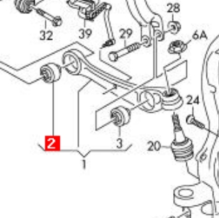 Bloco silencioso dianteiro do braço oscilante inferior para Audi A6 (4A5, C8)