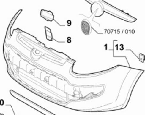 Передний бампер 0735516620 Fiat/Alfa/Lancia