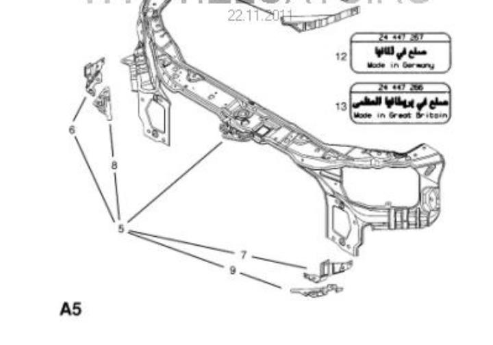 Suporte do radiador montado (painel de montagem de fixação das luzes) 13223016 Peugeot/Citroen