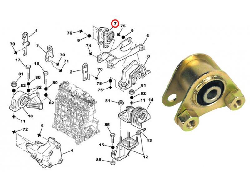 F8-6918 Optimal coxim (suporte esquerdo dianteiro de motor)