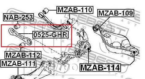 Braço oscilante inferior esquerdo de suspensão traseira/direita GS1D28500A Mazda