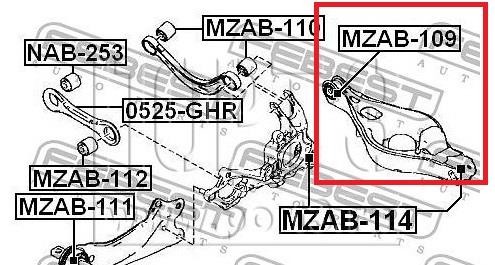 GS1D28300B Mazda braço oscilante inferior direito de suspensão traseira