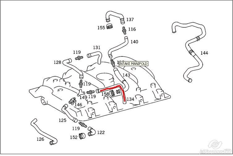 1190943182 Mercedes cano derivado de ventilação de cárter (de separador de óleo)