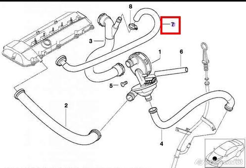 11617504536 BMW cano derivado de ventilação de cárter (de separador de óleo)