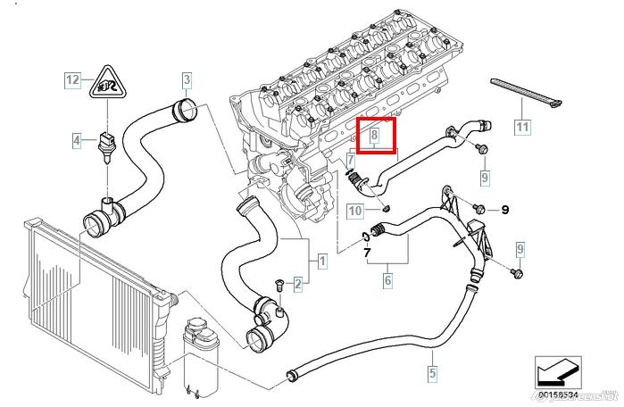 Mangueira (cano derivado) do sistema de esfriamento para BMW 3 (E46)