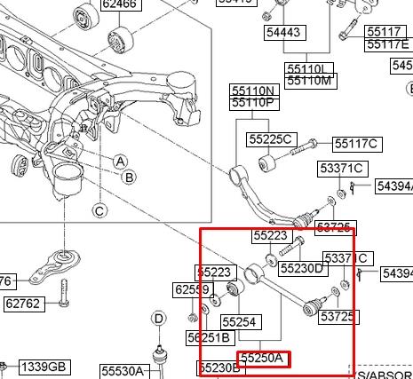 552503M000 Hyundai/Kia barra transversal de suspensão traseira