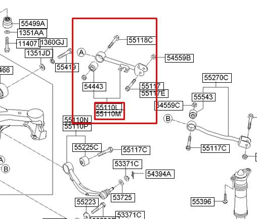 551013N000 Hyundai/Kia barra transversal de suspensão traseira