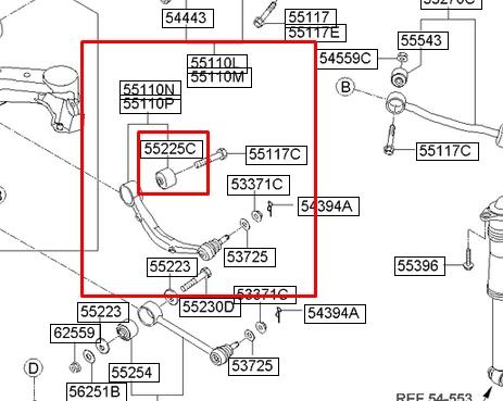 551383N200 Hyundai/Kia bloco silencioso do braço oscilante superior traseiro