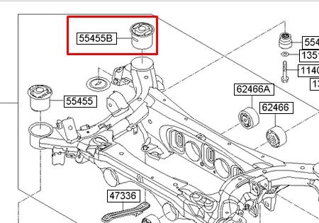 554283T000 Hyundai/Kia bloco silencioso de viga traseira (de plataforma veicular)