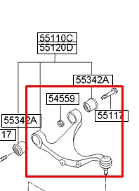 552302P000 Hyundai/Kia braço oscilante superior esquerdo de suspensão traseira