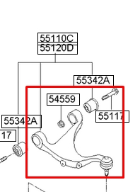 552402P000 Hyundai/Kia braço oscilante superior direito de suspensão traseira