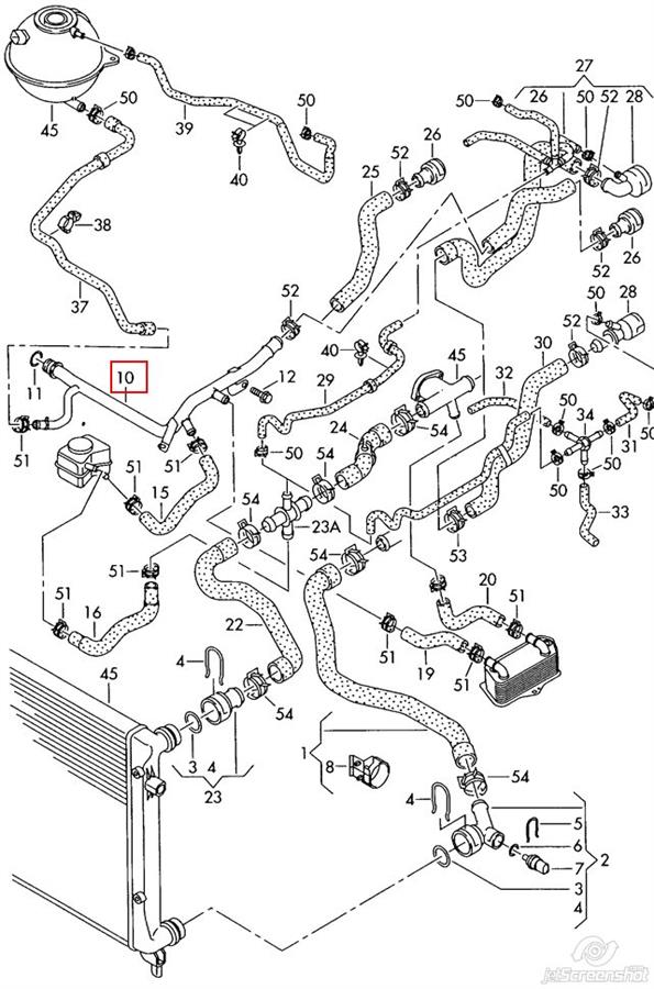 Mangueira (cano derivado) do sistema de esfriamento para Volkswagen Jetta (1K2)