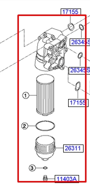 263102F011 Hyundai/Kia filtro de óleo