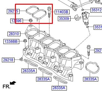 Прокладка впускного коллектора верхняя 292153CAA0 Hyundai/Kia