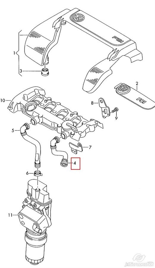 V103100 VEMO/Vaico cano derivado de ventilação de cárter (de separador de óleo)