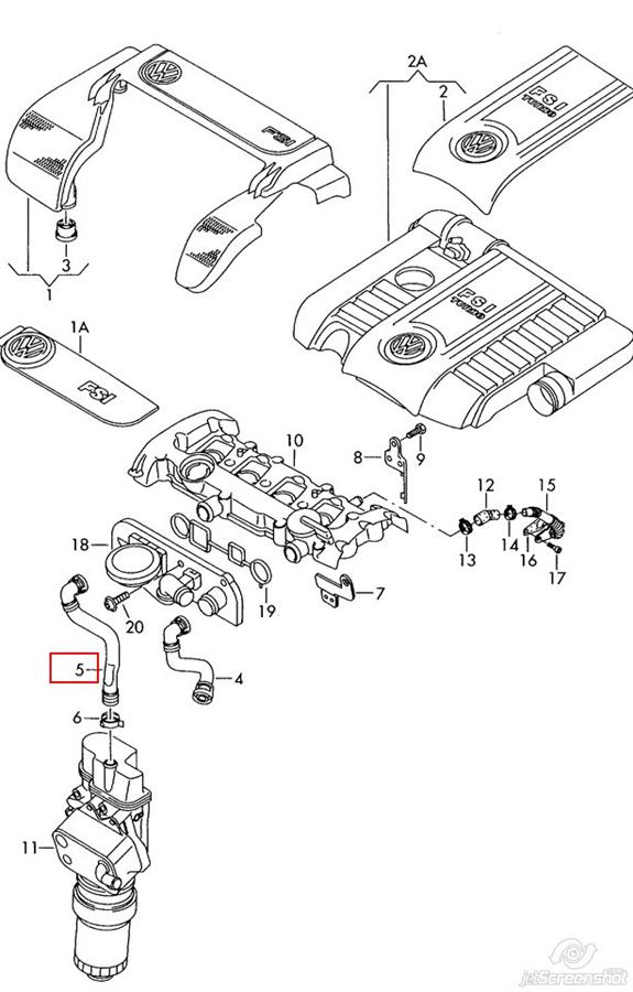 2380094 Metzger cano derivado de ventilação de cárter (de separador de óleo)