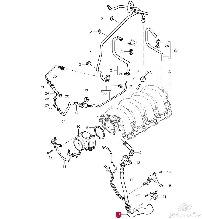 94810721651 Porsche cano derivado de ventilação de cárter (de separador de óleo)