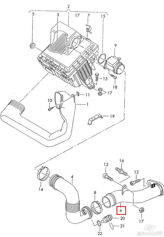 Cano derivado de ar, entrada na turbina (supercompressão) para Volkswagen LT (2DM)