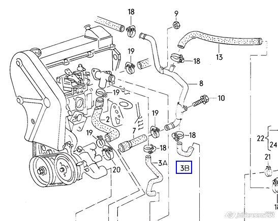 Mangueira (cano derivado) do radiador de esfriamento superior para Volkswagen Passat (B3, B4, 3A5, 351)
