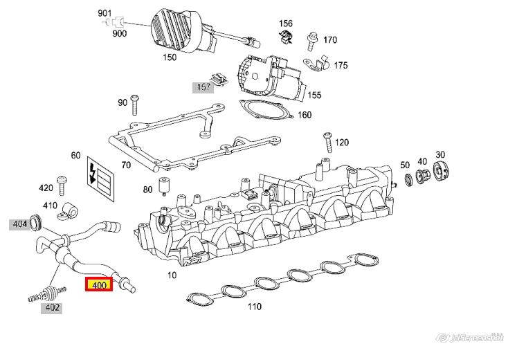 A2750100370 Mercedes cano derivado de ventilação de cárter (de separador de óleo)